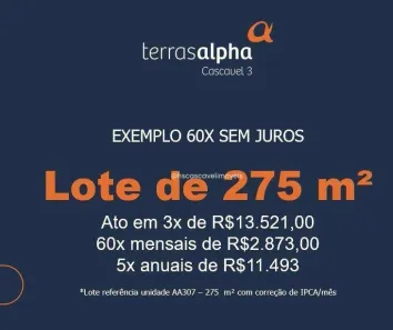 Lote/Terreno à venda, 275m² no Santa Cruz, Cascavel