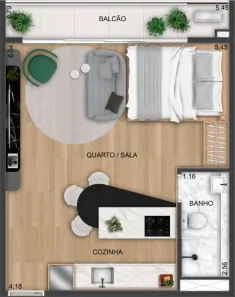 Apartamento com 1 Quarto à venda, 40m² no Setor Pedro Ludovico, Goiânia