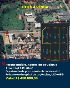 Lote/Terreno à venda, 1151m² no Parque Itatiaia, Aparecida de Goiânia