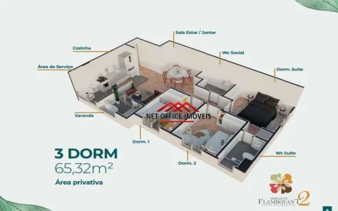 Apartamento com 3 Quartos à venda, 65m² no Parque Residencial Flamboyant, São José dos Campos