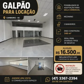 Galpão/Depósito/Armazém para alugar, 340m² no Centro, Balneário Camboriú