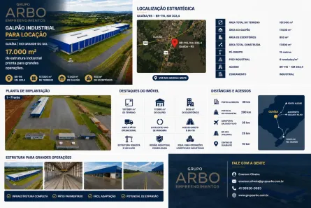 Galpão/Depósito/Armazém para alugar, 17000m² no Área Rural de Guaíba, Guaíba