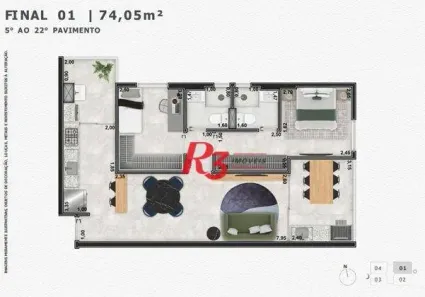 Apartamento com 2 Quartos à venda, 75m² no Marapé, Santos