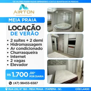 Apartamento com 4 Quartos para alugar, 200m² no Andorinha, Itapema