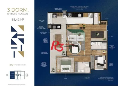Apartamento com 3 Quartos à venda, 89m² no Marapé, Santos