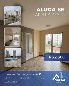 Apartamento com 2 Quartos para alugar, 46m² no Vila Mogilar, Mogi das Cruzes