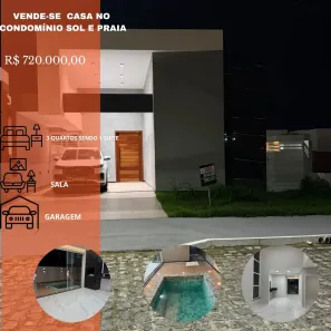 Casa de Condomínio com 3 Quartos à venda, 140m² no Zona de Expansão (Olhos D'Agua), Barra dos Coqueiros