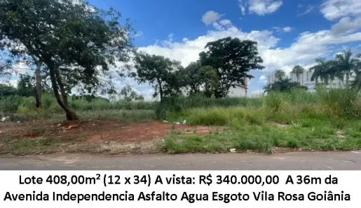 Lote/Terreno à venda, 408m² no Vila Rosa, Aparecida de Goiânia