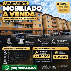 Apartamento com 2 Quartos à venda, 53m² no Turu, São Luís