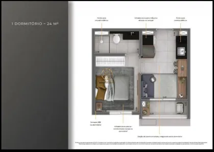 Flat com 1 Quarto à venda, 24m² no Pinheiros, São Paulo