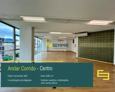 Sala Comercial para alugar, 686m² no Centro, Belo Horizonte