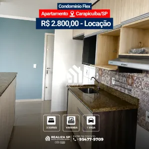 Apartamento com 3 Quartos para alugar, 66m² no Vila da Oportunidade, Carapicuíba