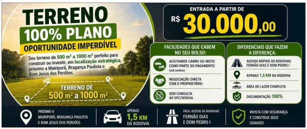Lote/Terreno à venda, 500m² no Centro, Nazaré Paulista