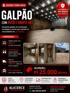 Galpão/Depósito/Armazém para alugar, 900m² no Colônia Terra Nova, Manaus