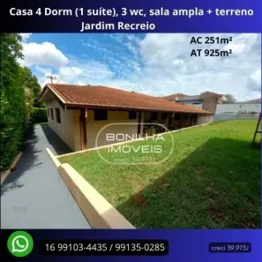 Casa com 4 Quartos à venda, 251m² no Jardim Recreio, Ribeirão Preto