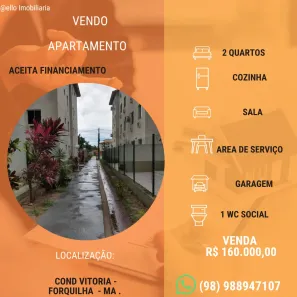 Apartamento com 2 Quartos à venda, 45m² no Forquilha, São Luís