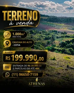 Lote/Terreno à venda, 1000m² no Centro (Caucaia do Alto), Cotia