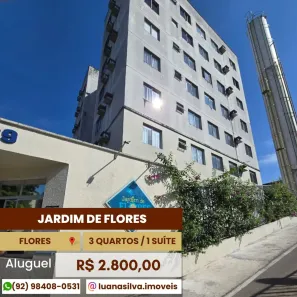 Apartamento com 3 Quartos para alugar, 64m² no Flores, Manaus