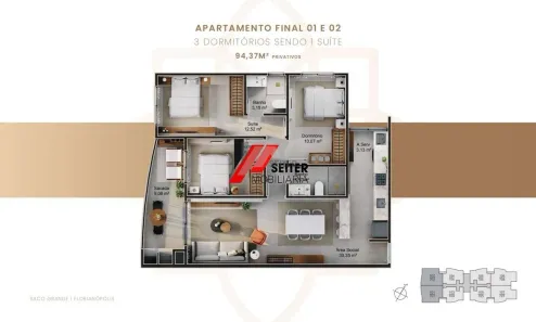 Apartamento com 3 Quartos à venda, 94m² no Monte Verde, Florianópolis