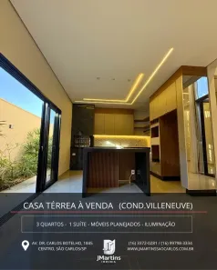 Casa de Condomínio com 3 Quartos à venda, 166m² no Loteamento Santa Maria do Leme, São Carlos