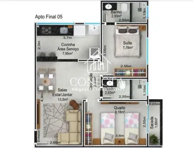 Apartamento com 2 Quartos à venda, 55m² no Santa Mônica, Uberlândia