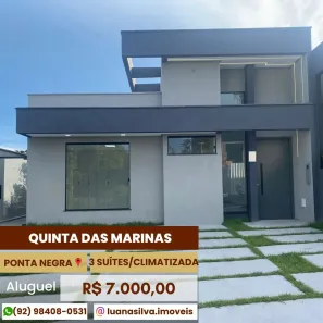 Casa de Condomínio com 3 Quartos para alugar, 200m² no Ponta Negra, Manaus