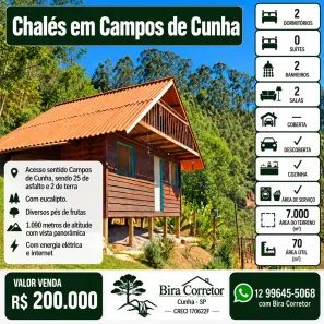 Fazenda/Sítio com 2 Quartos à venda, 70m² no Campos de Cunha, Cunha