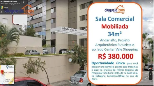 Sala Comercial à venda, 34m² no Jardim Oswaldo Cruz, São José dos Campos