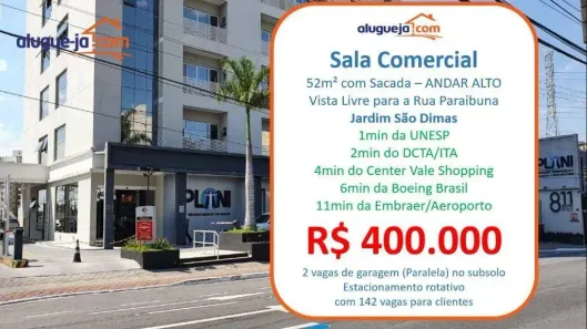 Sala Comercial à venda, 52m² no Jardim São Dimas, São José dos Campos