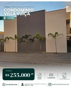 Casa de Condomínio com 2 Quartos à venda, 63m² no Tarumã, Manaus