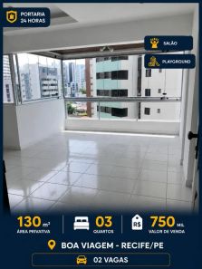 Apartamento com 3 Quartos à venda, 130m² no Boa Viagem, Recife