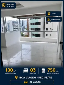 Apartamento com 3 Quartos à venda, 130m² no Boa Viagem, Recife