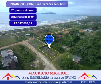 Lote/Terreno à venda, 450m² no Praia do Ervino, São Francisco do Sul