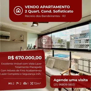Apartamento com 2 Quartos à venda, 72m² no Recreio dos Bandeirantes, Rio de Janeiro