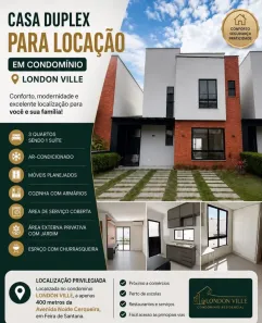 Casa de Condomínio com 3 Quartos para alugar, 200m² no SIM, Feira de Santana