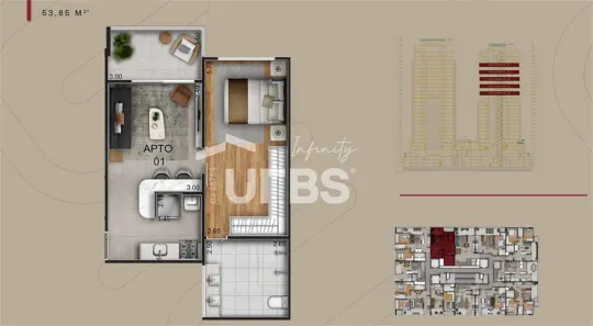 Flat com 1 Quarto à venda, 51m² no Park Lozandes, Goiânia
