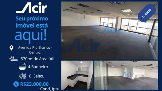 Sala Comercial para alugar, 569m² no Centro, Rio de Janeiro