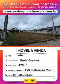 Lote/Terreno à venda, 420m² no Praia do Ervino, São Francisco do Sul