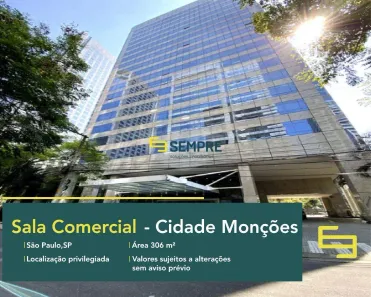 Sala Comercial para alugar, 306m² no Cidade Monções, São Paulo