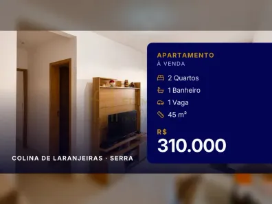 Apartamento com 2 Quartos à venda, 45m² no Colina de Laranjeiras, Serra