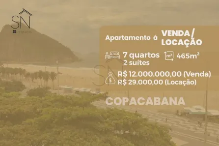 Apartamento com 7 Quartos para alugar, 465m² no Copacabana, Rio de Janeiro