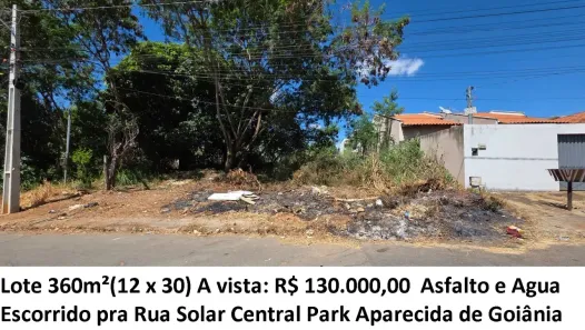 Lote/Terreno à venda, 360m² no Residencial Solar Central Park, Aparecida de Goiânia