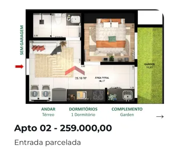 Apartamento com 1 Quarto à venda, 25m² no Jardim Líbano, São Paulo