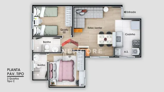 Apartamento com 1 Quarto à venda, 50m² no Residencial Poços, Lagoa Santa