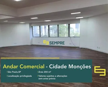 Sala Comercial para alugar, 204m² no Cidade Monções, São Paulo