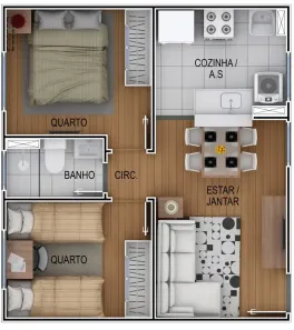 Apartamento com 2 Quartos à venda, 40m² no Vila Nova Aliança, Jacareí