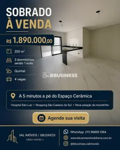 Sobrado com 3 Quartos à venda, 205m² no Cerâmica, São Caetano do Sul