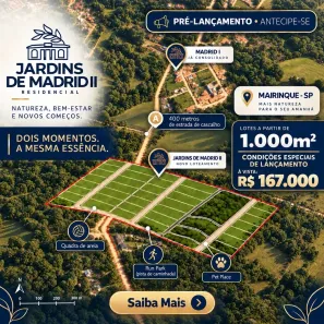 Lote/Terreno à venda, 1000m² no Jardim Tres Lagoinhas, Mairinque