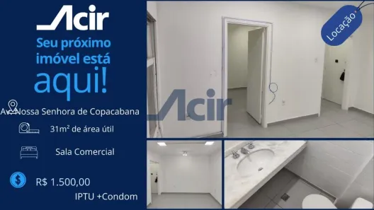Sala Comercial para alugar, 31m² no Copacabana, Rio de Janeiro