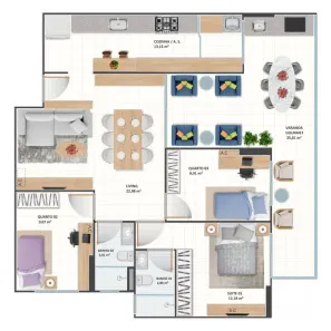 Apartamento com 3 Quartos para alugar, 107m² no Praia da Costa, Vila Velha